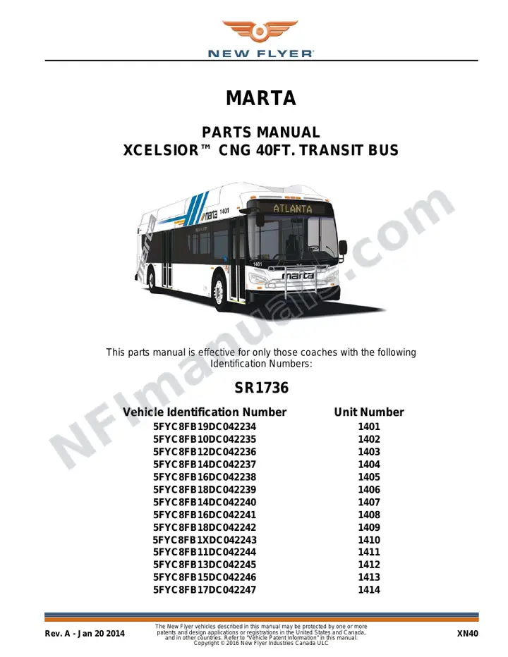 SR1736 Parts Manual, MARTA first-page preview