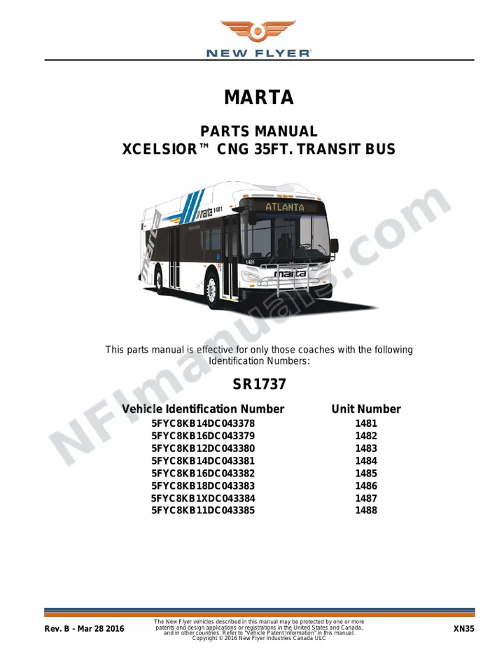 SR1737 Parts Manual, MARTA first-page preview