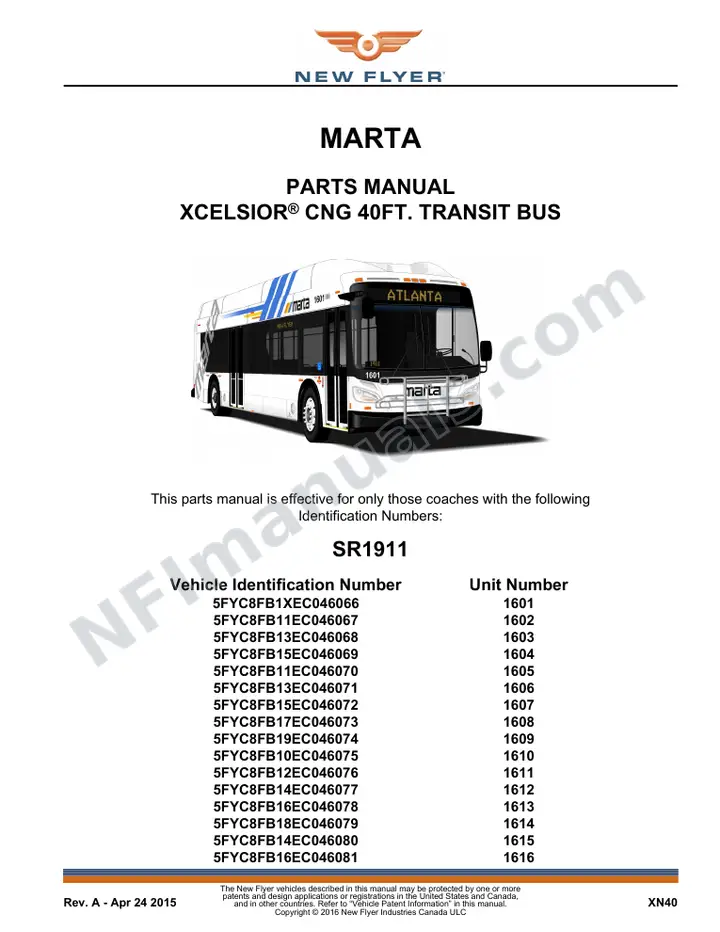 SR1911 Parts Manual, MARTA first-page preview