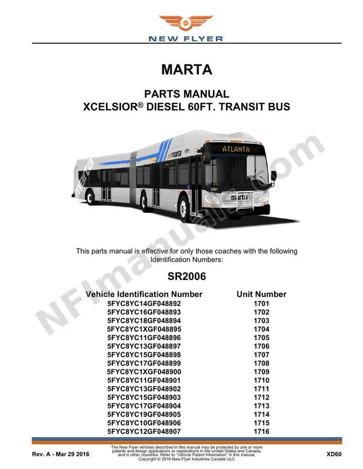 SR2006 Parts Manual, MARTA first-page preview