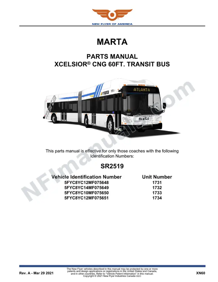 SR2519 Parts Manual, MARTA first-page preview