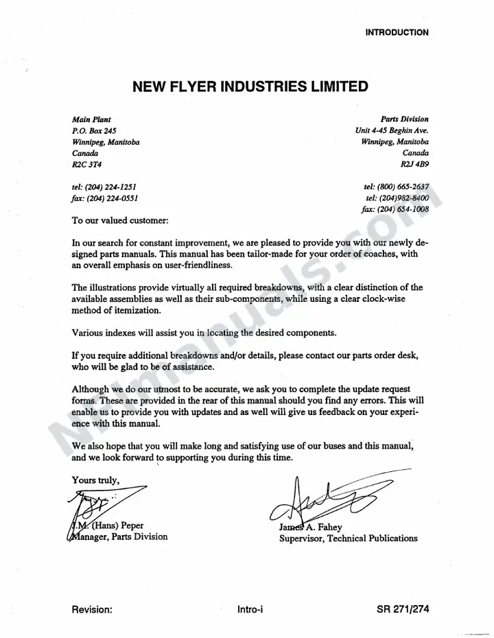 SR271/274 Parts Manual, MARTA first-page preview