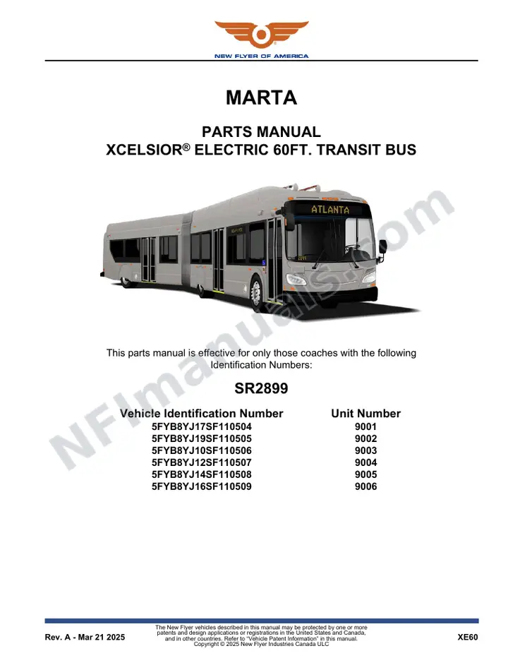 SR2899 Parts Manual, MARTA first-page preview