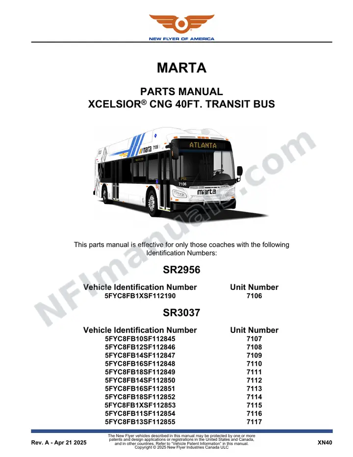 SR2956_3037 Parts Manual, MARTA first-page preview