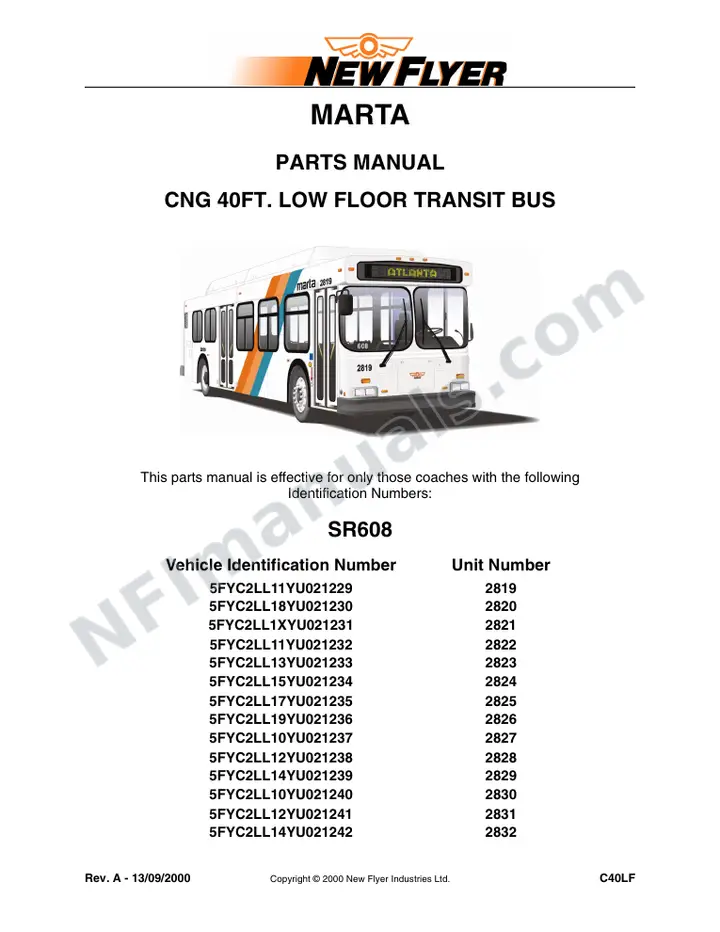 SR608 Parts Manual, MARTA first-page preview
