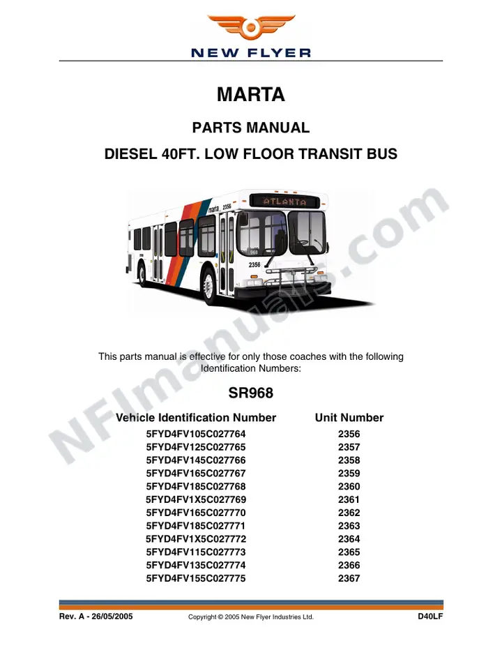 SR968 Parts Manual, MARTA first-page preview