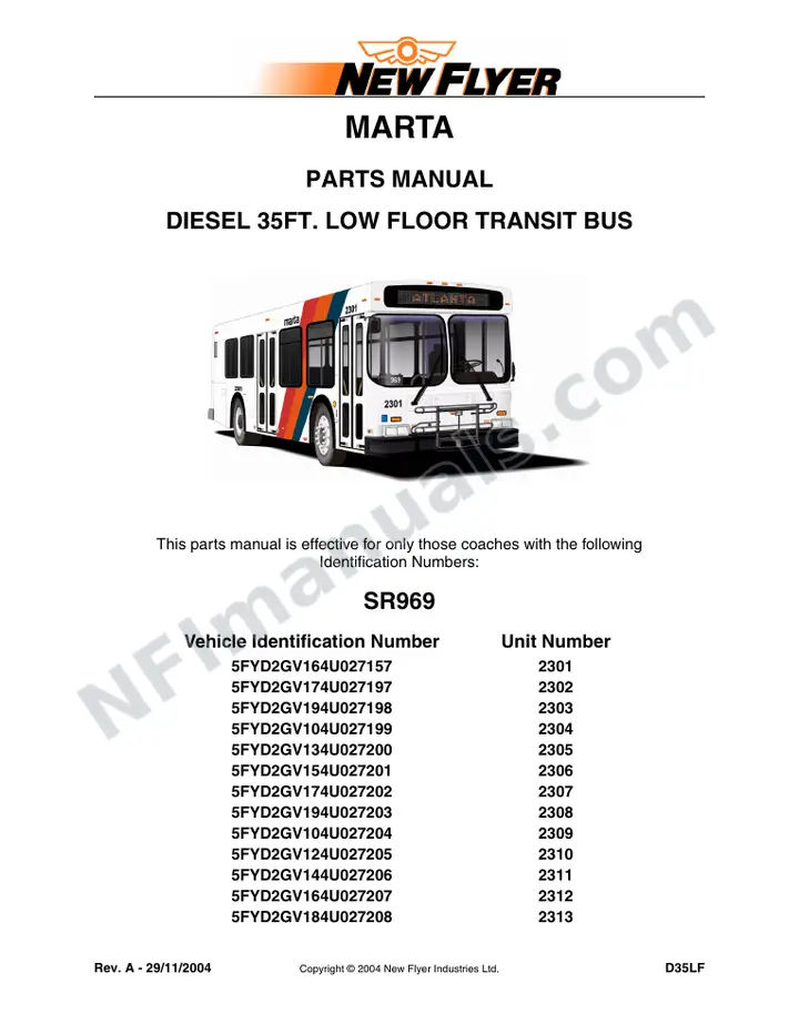SR969 Parts Manual, MARTA first-page preview