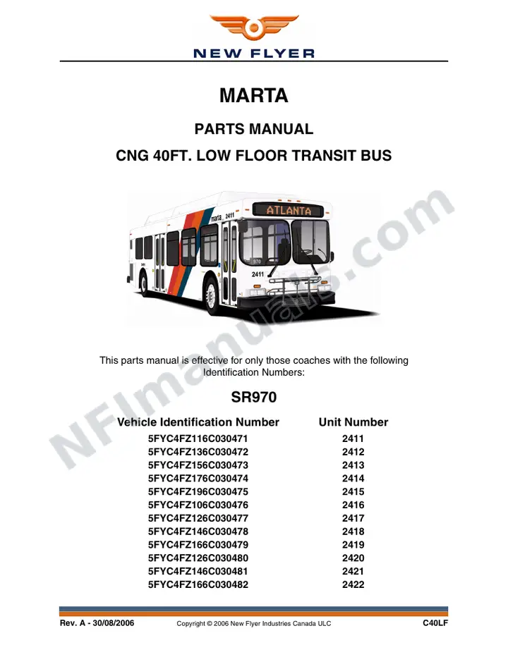 SR970 Parts Manual, MARTA first-page preview