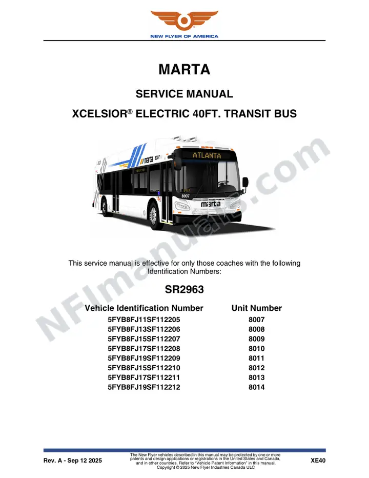SR2963 Service Manual, MARTA first-page preview