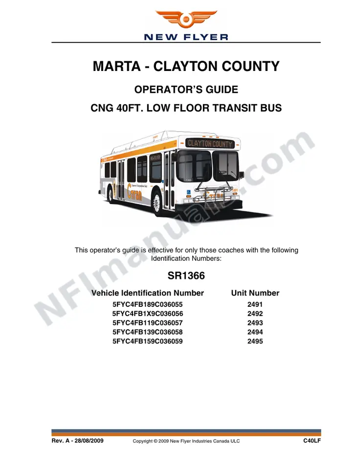New Flyer C40LF Manual Package - MARTA - Clayton County included manual preview