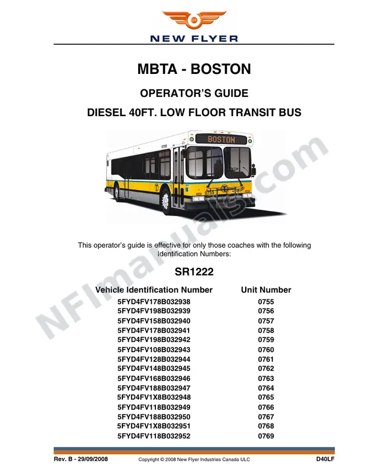 SR1222 Operator's Guide, MBTA - Boston first-page preview