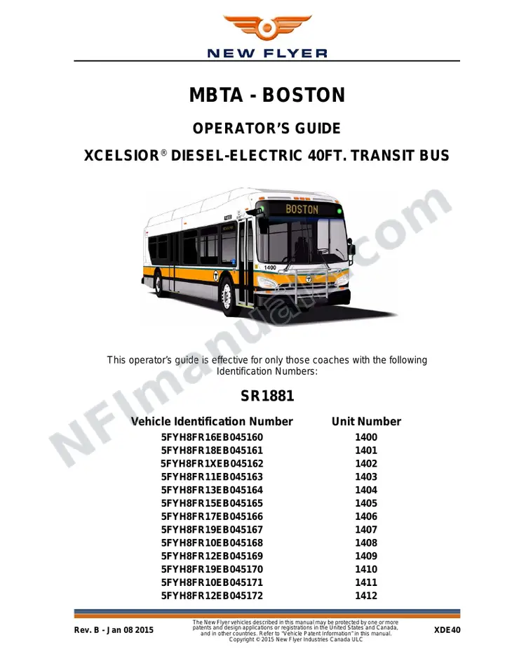 New Flyer XDE40 Manual Package - MBTA - Boston included manual preview