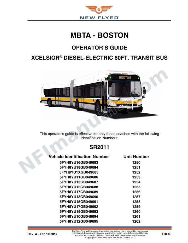 New Flyer XDE60 Manual Package - MBTA - Boston included manual preview