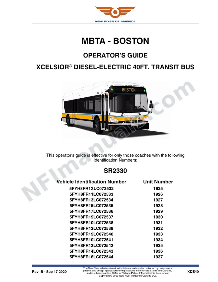 SR2330_2511 Operator's Guide, MBTA - Boston first-page preview