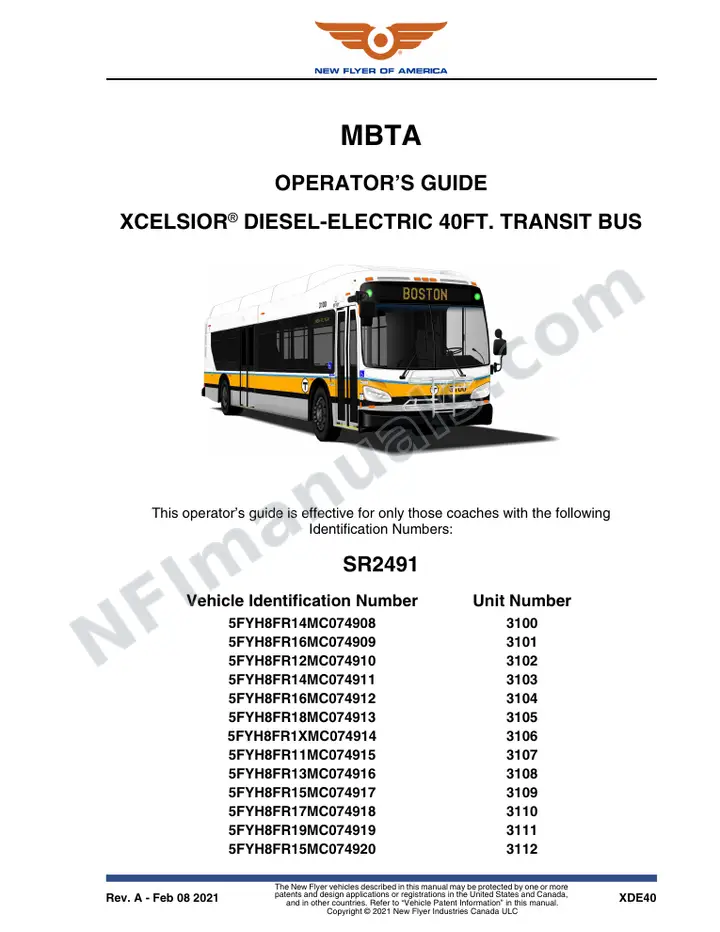 SR2491 Operator's Guide, MBTA first-page preview