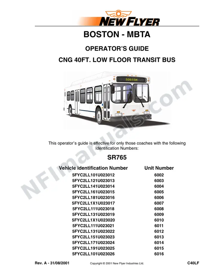 SR765 Operator's Guide, MBTA - Boston first-page preview