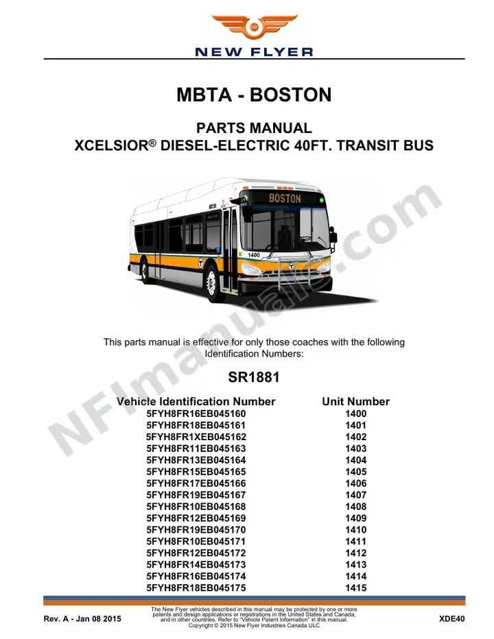 SR1881_1902 Parts Manual, MBTA - Boston first-page preview