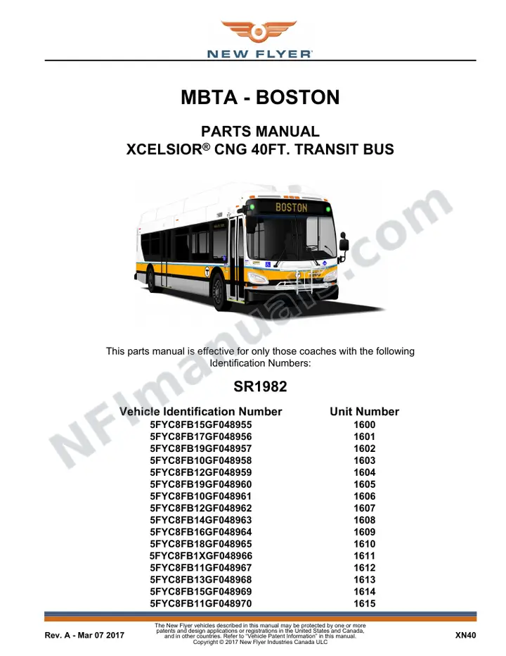 SR1982 Parts Manual, MBTA - Boston first-page preview