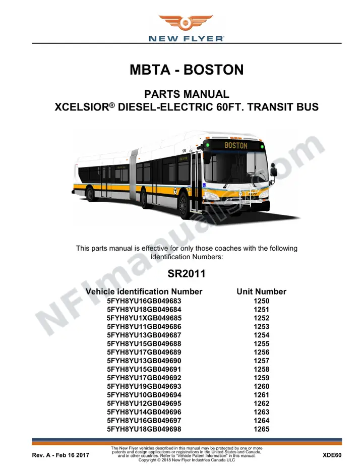 SR2011_2046 Parts Manual, MBTA - Boston first-page preview