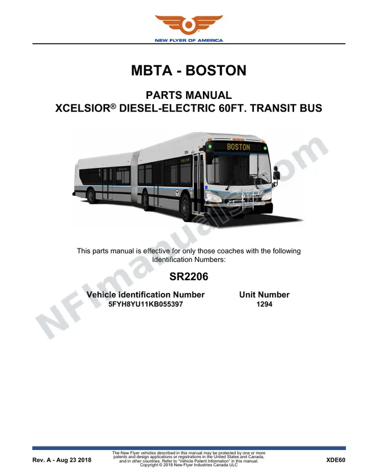 SR2206 Parts Manual, MBTA - Boston first-page preview