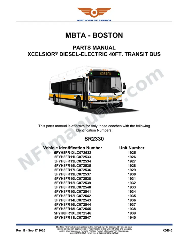 SR2330_2511 Parts Manual, MBTA - Boston first-page preview