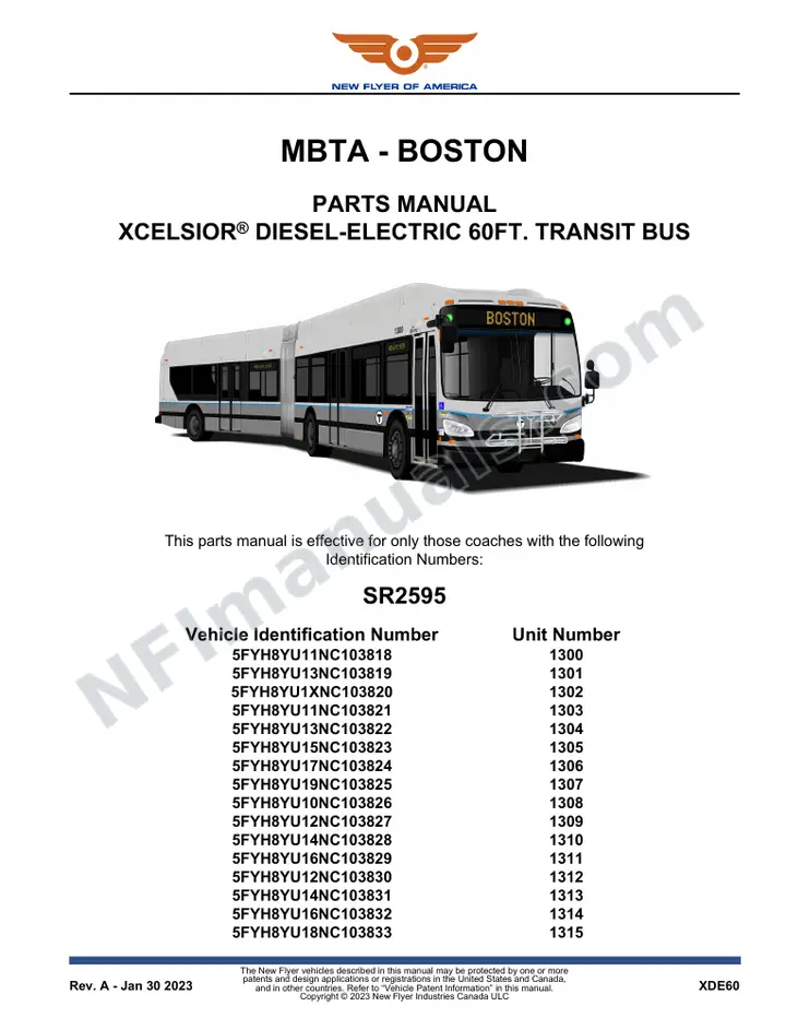 SR2595 Parts Manual, MBTA - Boston first-page preview