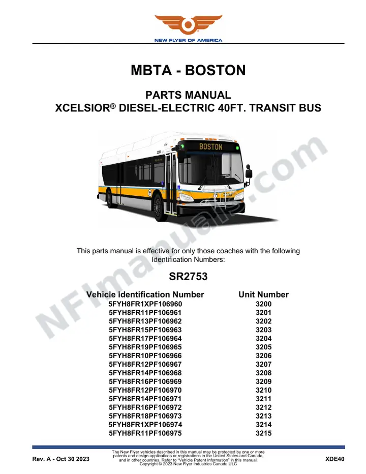 SR2753 Parts Manual, MBTA - Boston first-page preview