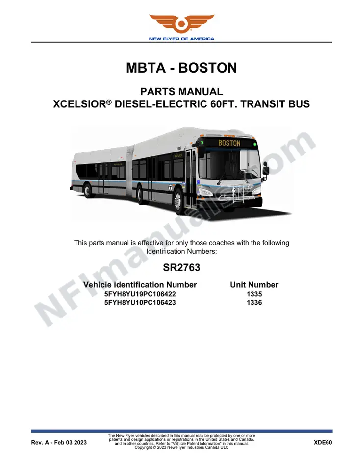 SR2763 Parts Manual, MBTA - Boston first-page preview