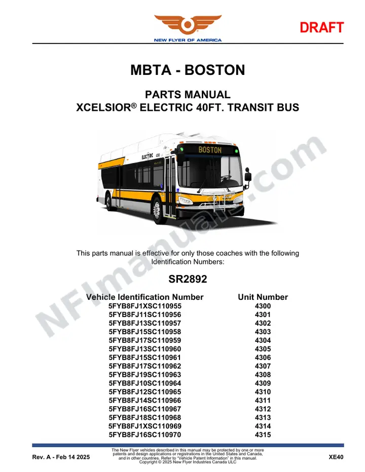 SR2892 Parts Manual, MBTA - Boston first-page preview