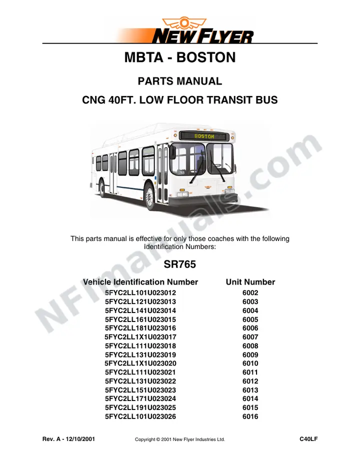 SR765 Parts Manual, MBTA - Boston first-page preview