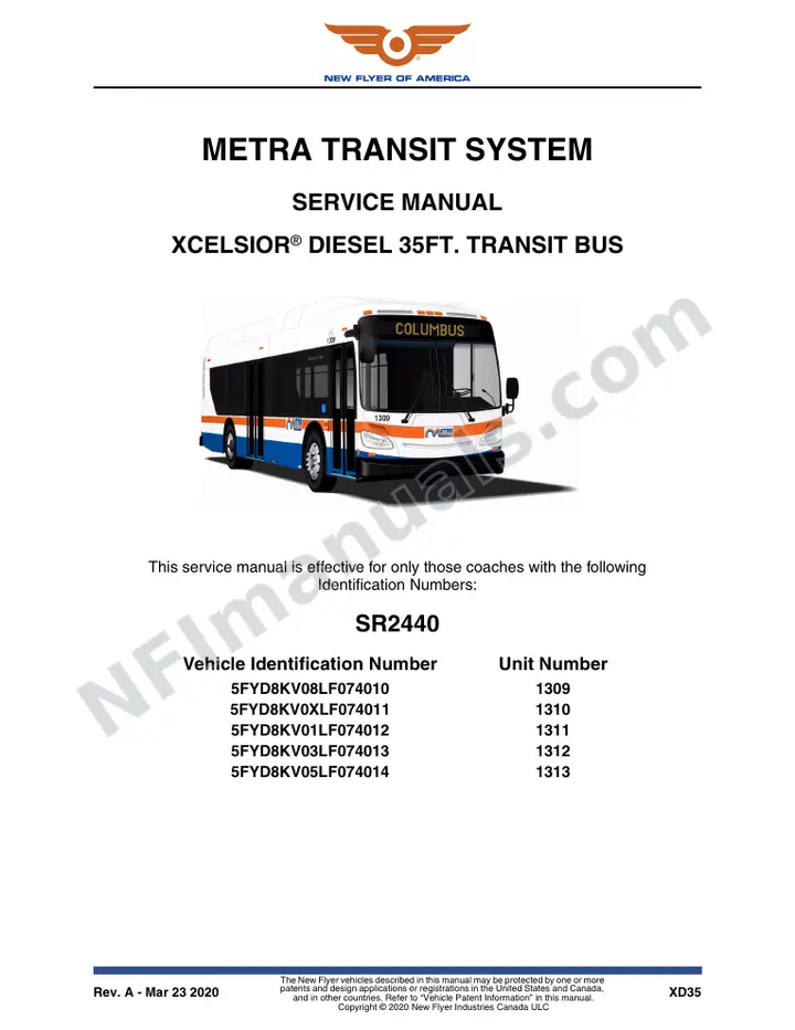 SR2440 Service Manual, Metra Transit System first-page preview