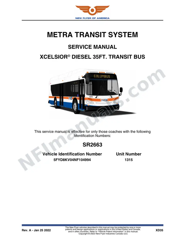 SR2633 Service Manual, Metra Transit System first-page preview