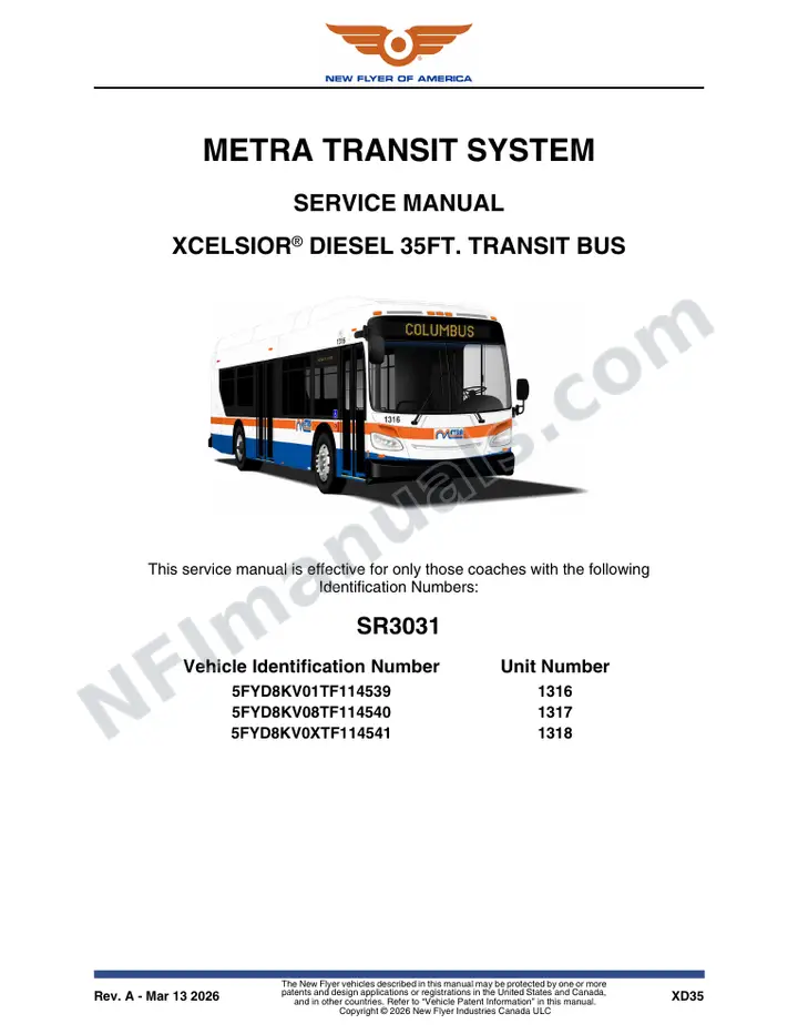 SR3031 Service Manual, METRA Transit System first-page preview