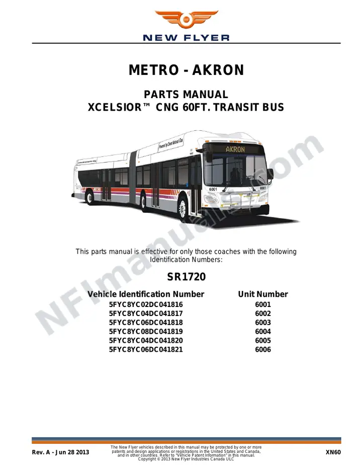 SR1720 Parts Manual, METRO - AKRON first-page preview