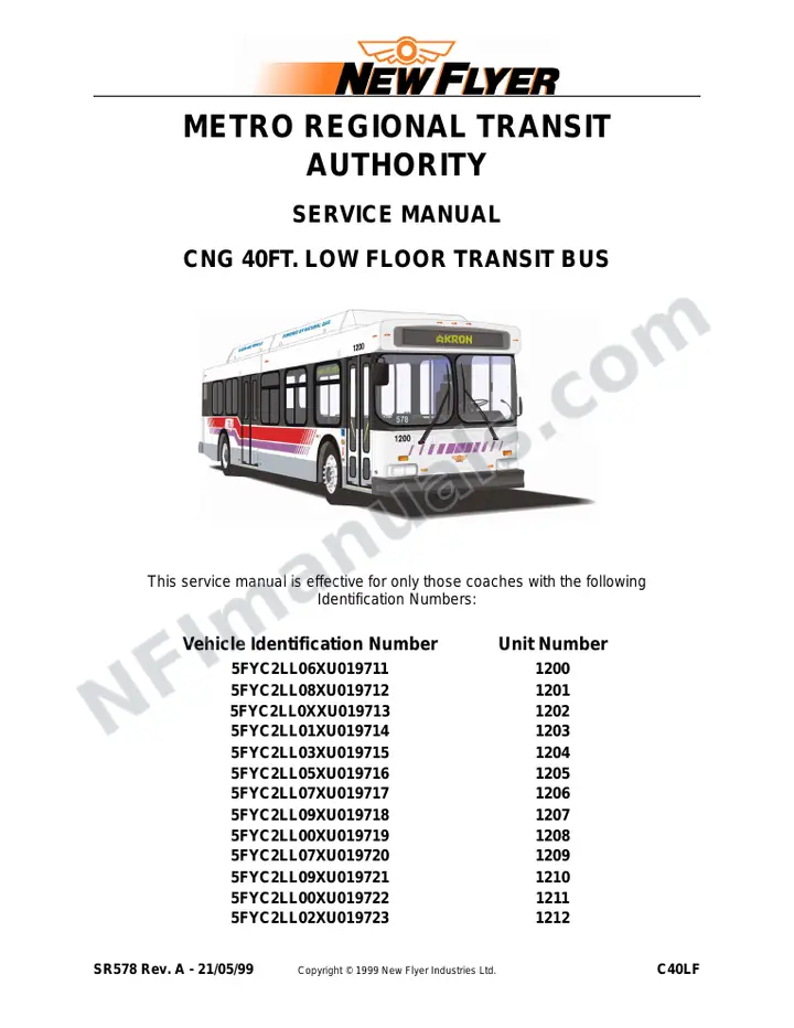 SR578 Service Manual, Metro Regional Transit Authority - Akron first-page preview