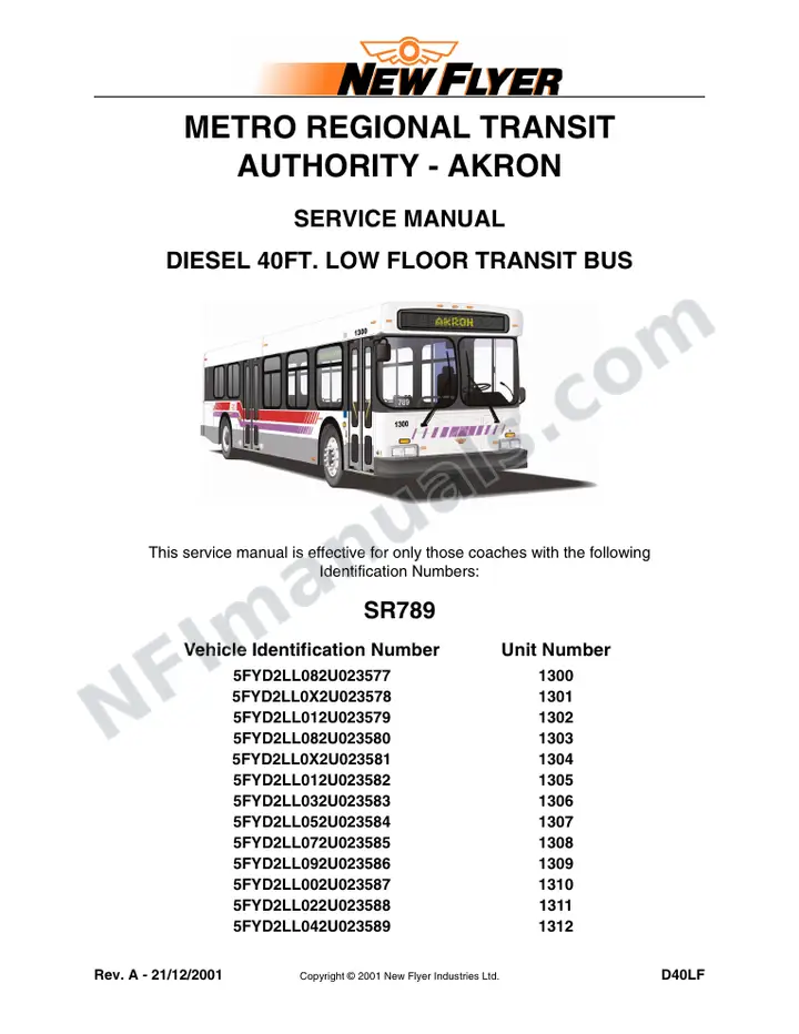 SR789 Service Manual, Metro Regional Transit Authority - Akron first-page preview