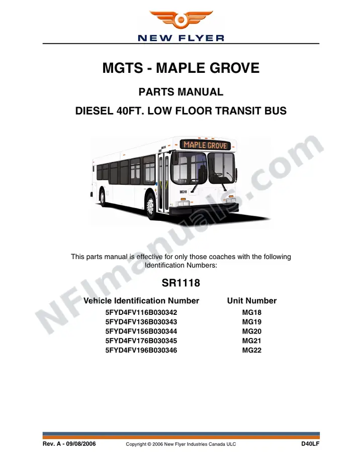 SR1118 Parts Manual, MGTS - Maple Grove first-page preview
