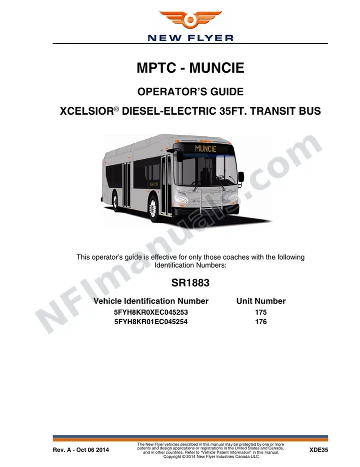 New Flyer XDE35 Manual Package - MITS - Muncie included manual preview
