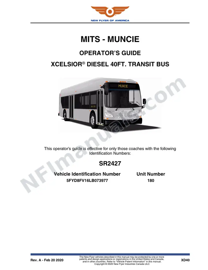 New Flyer XD40 Manual Package - MITS - Muncie included manual preview