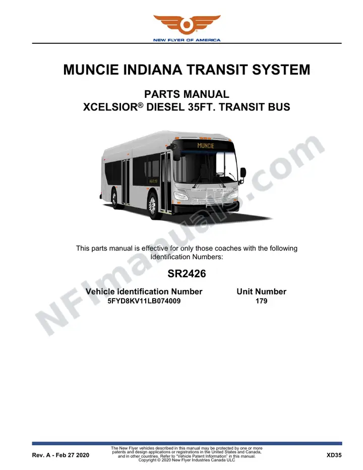SR2426 Parts Manual, Muncie Indiana Transit System first-page preview