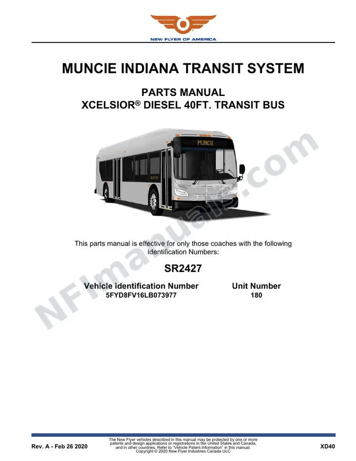 SR2427 Parts Manual, Muncie Indiana Transit System first-page preview