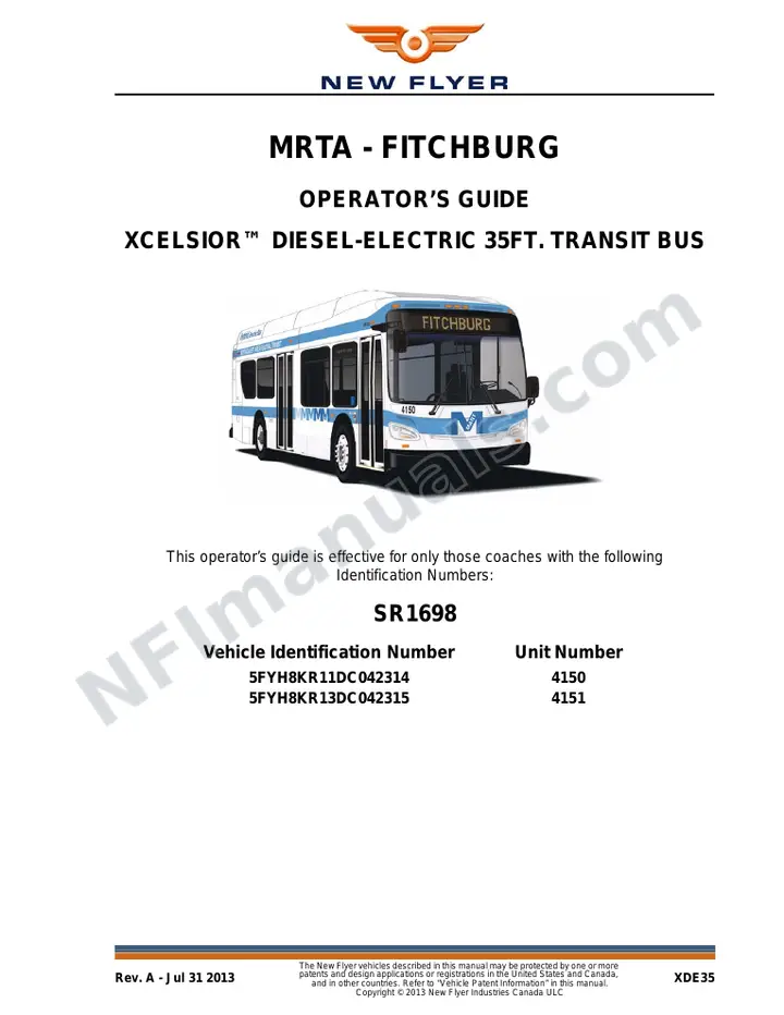 New Flyer XDE35 Manual Package - MRTA - Fitchburg included manual preview