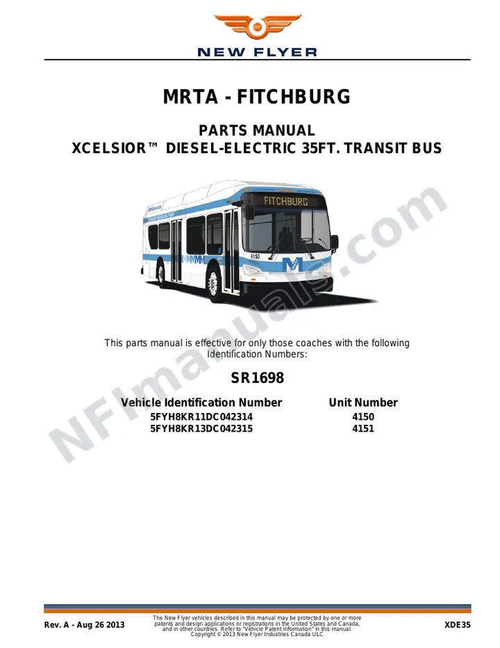 SR1698 Parts Manual, MRTA - Fitchburg first-page preview