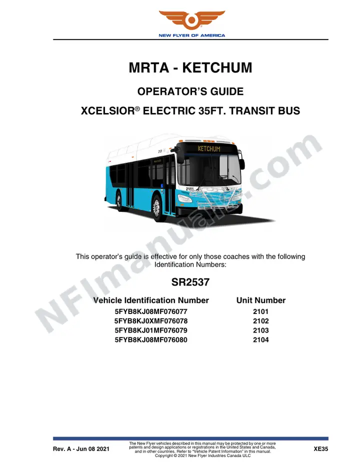 New Flyer XE35 Manual Package - MRTA - Ketchum included manual preview