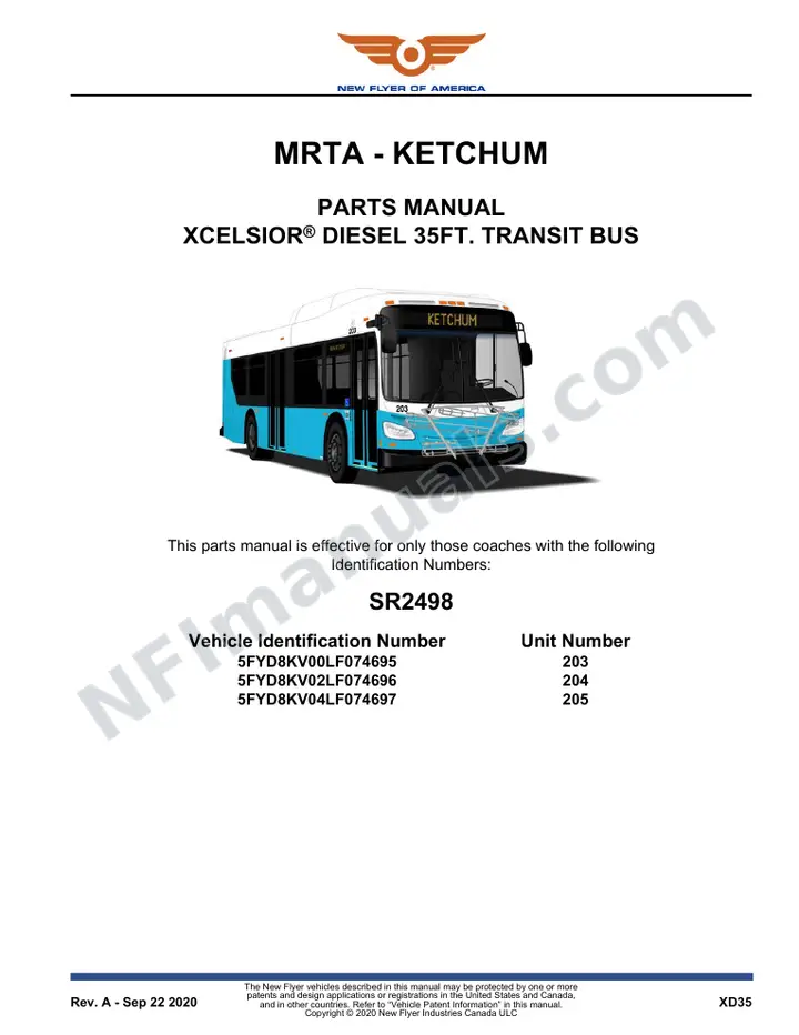 SR2498 Parts Manual, MRTA - Ketchum first-page preview