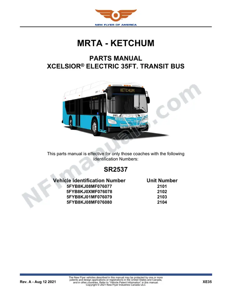 SR2537 Parts Manual, MRTA - Ketchum first-page preview