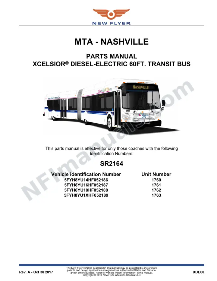 SR2164 Parts Manual, MTA - Nashville first-page preview