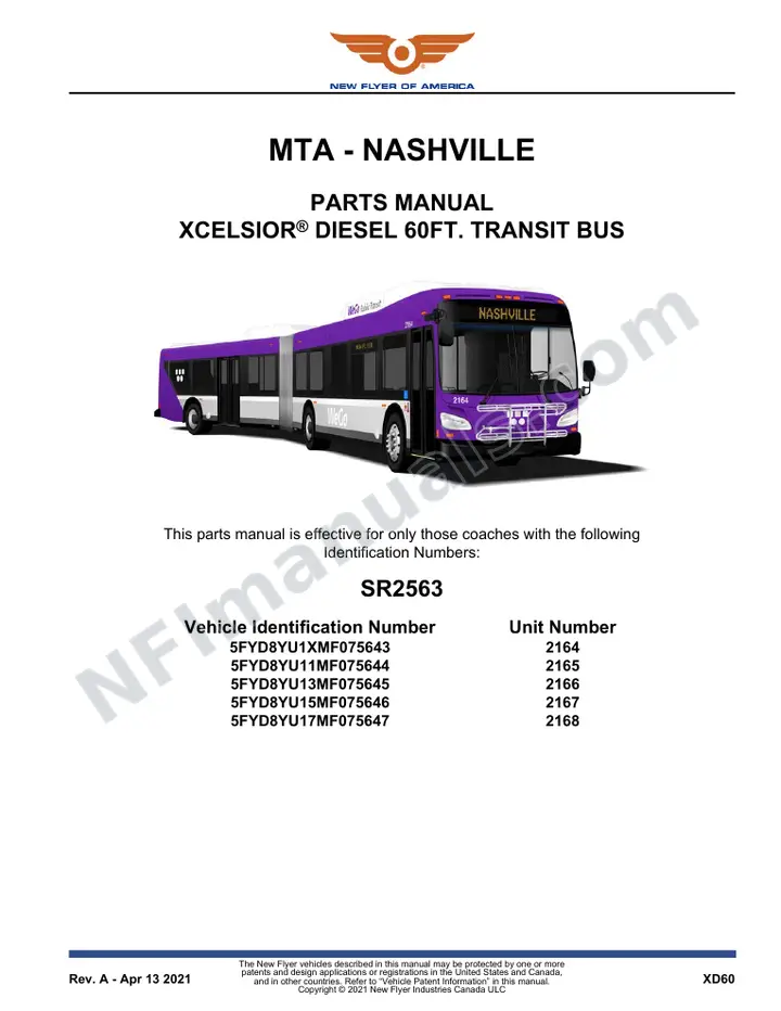 SR2563 Parts Manual, MTA - Nashville first-page preview