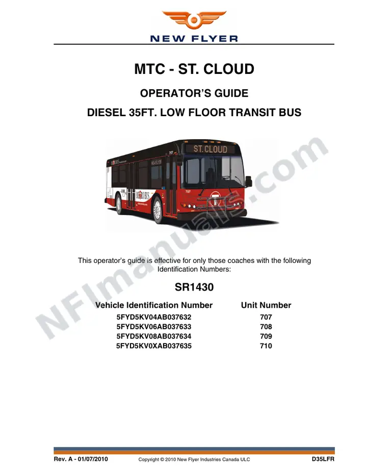 New Flyer D35LFR Manual Package - MTC - St. Cloud included manual preview