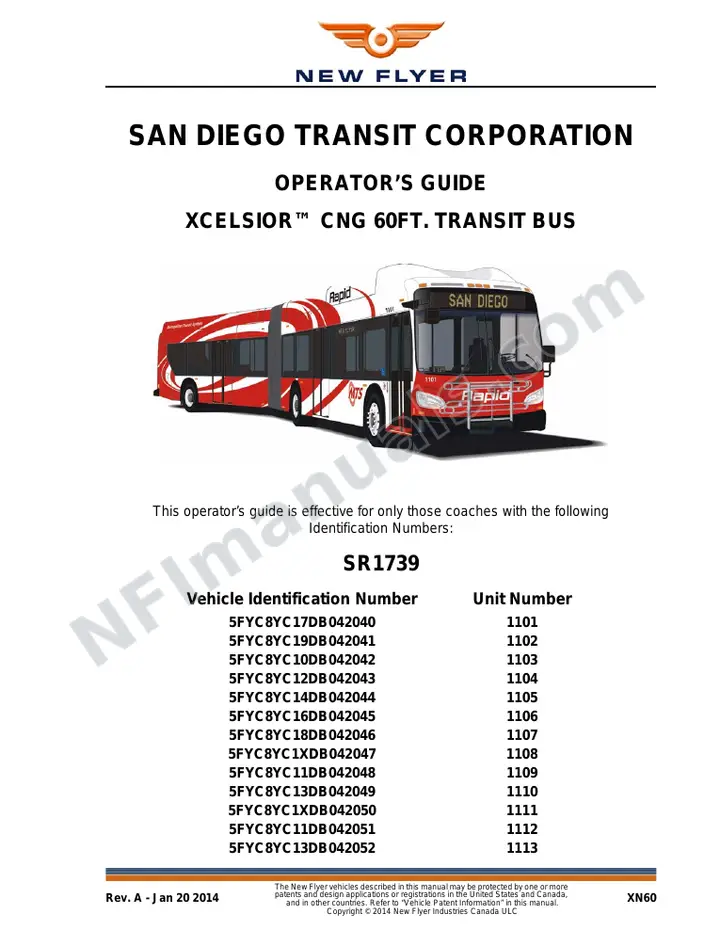 New Flyer XN60 Manual Package - MTS - San Diego included manual preview